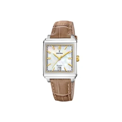 Immagine di Festina Orologio Donna F20682/4 On The Square cassa di Acciaio inossidabile 316l Grigio cinturino in Pelle Marrone