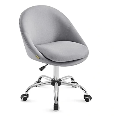 Immagine di SONGMICS Sedia da Studio, Girevole di Cotone lino, Scrivania Imbottita in Gommapiuma Regolabile Altezza, Camera Letto, Grigio Tortora OBG020G01