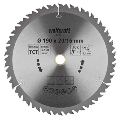 Immagine di Wolfcraft 6735000 Lama circolare in metallo duro 190 x 16 mm Numero di denti: 30 1 pz.