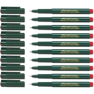 Immagine di Faber Castell, penna in fibra Fineliner 1511 con punta sottile di 0,4 mm , rot, 10 Stifte