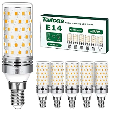 Immagine di Lampadine LED E14 12W, 6 pezzi Luce Bianca Calda 3000K, Equivalente 100W Lampada Alogena, 1000lm, Non Dimmerabile Nessun Sfarfallio Risparmio Energetico Lampadina E14,CA 220 240V (Bianco Caldo)