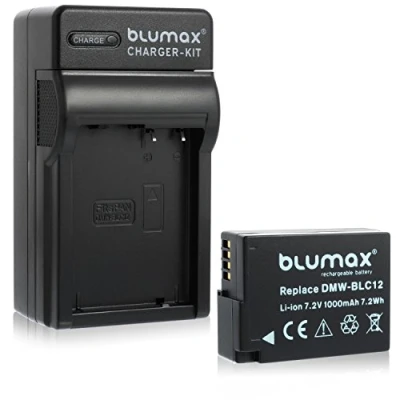 Immagine di Blumax Set professionale per Panasonic DMW BLC12 (1000 mAh 100% su misura con Infochip)