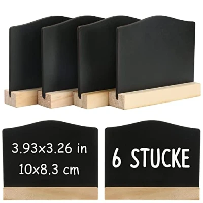 Immagine di DONQL 6 Pezzi Mini Lavagna Piccola,10 x 7.2cm Lavagnette Segnaposto con Cavalletto,Mini da Tavolo,Lavagnette per Buffet Numeri Ristorante Matrimoni Feste Cartellini Alimentari (6)
