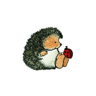 Immagine di Toppe termoadesive Margaret Sherry riccio con coleottero animale bambini grigio 4,6x5,5cm Patch Toppa ricamate Applicazioni Ricamata da cucire adesive