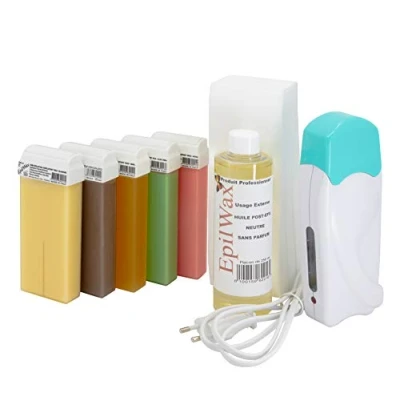 Immagine di Epilwax S.A.S. Kit di Depilazione composto da cera monouso in varie profumazioni e Scaldacera Roll on, grande formato, per gambe, ascelle corpo