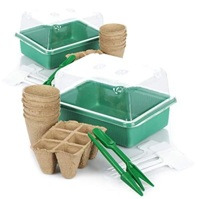 Immagine di com four® Set di Coltivazione da 34 Pezzi, con Mini Serra e Molti Accessori, per la Piante in Primavera (Mix Crescita Pezzi)