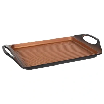 Immagine di SAN IGNACIO piastra per griglia da 45x27 cm realizzata in alluminio fuso quantitanium interno nero con saphire di diamanti e rame tutti gli incendi Uso quotidiano Asador