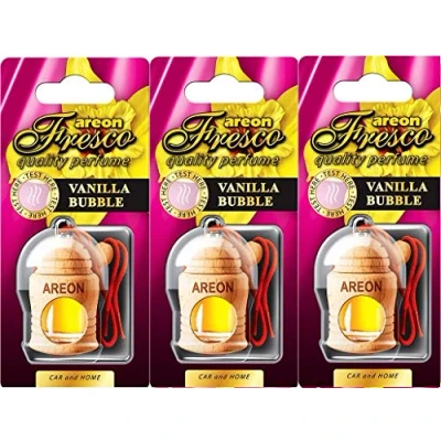Immagine di AREON Fresco Deodorante Auto Bolla alla Vaniglia Dolce da Appendere Specchietto Pendente Boccetta Rosso Legami 3D (Set x 3)