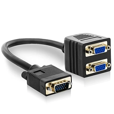 Immagine di deleyCON S VGA Distributore Cavo Adattatore Y Spina a 2x Presa un Segnale 2 Monitor Nero