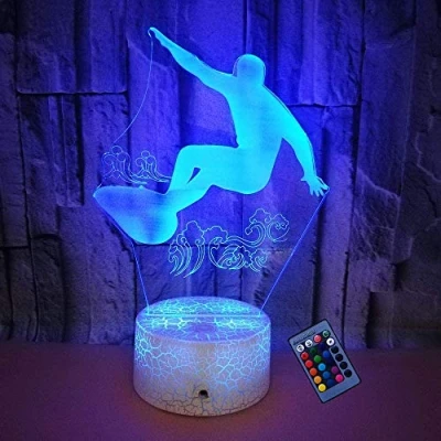 Immagine di YTDZLTD Creativo 3D Surf Luce Notturna 16 Colori Mutevoli Telecomando USB Potere Toccare Cambiare Illusione Ottica Lampada Arredamento LED da Tavolo Bambini Compleanno Natale Regalo