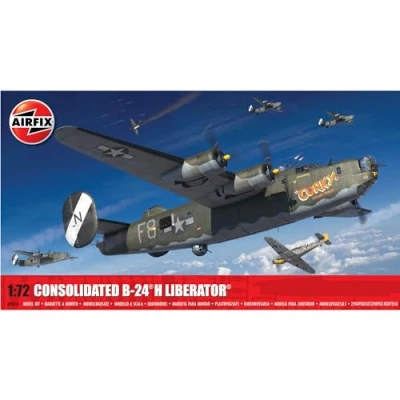 Immagine di Airfix A09010 Consolidated B 24H Liberator Model Building Kit di modellino aereo in plastica per adulti e bambini dagli 8 anni su, il set include matrici decalcomanie modello scala