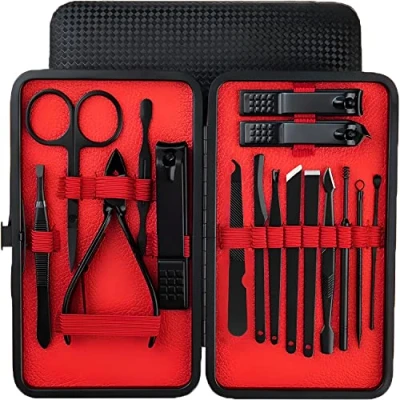 Immagine di Retoo set manicure, per la cura delle unghie, da viaggio unghie piccolo uomo, tagliaunghie manicure 16 pezzi, pedicure, kit acciaio inossidabile
