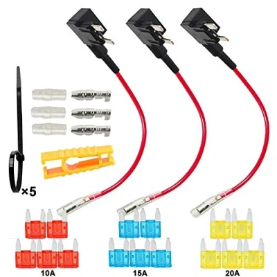 Immagine di FULARR 3Pcs Premium ACS Add A Circuit Portafusibile Kit, Mini Lama Fusibile Tap Adattatore, con Gratuito Fusibili X 15Pcs, Estrattore 1Pcs, Fascette 5Pcs 12V / 24V