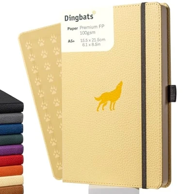 Immagine di Dingbats Taccuino Medio A Puntini Della Fauna Selvatica, Lupo Crema, A5 Pelle Pu Carta Perforata, Color Crema 100 G/mq Prova Di Inchiostro