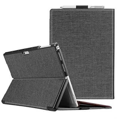 Immagine di FINTIE Custodia per Microsoft Surface Pro 7+ (2021) / 7 (2019) 6 (2018) 5 (2017) Multi angli Hard Shell Business Cover, Compatibile con Tastiera Type Denim Charcoal