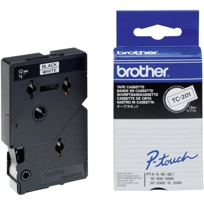 Immagine di Brother TC 201 Cassetta nastro Colore Nastro: Bianco carattere: Nero 12 mm 7.7 m