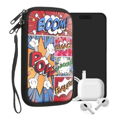 Immagine di kwmobile Custodia in neoprene con zip per smartphone M 5,5&quot; Astuccio portacellulare a sacchetto cerniera Borsa verticale Pop Art multicolore