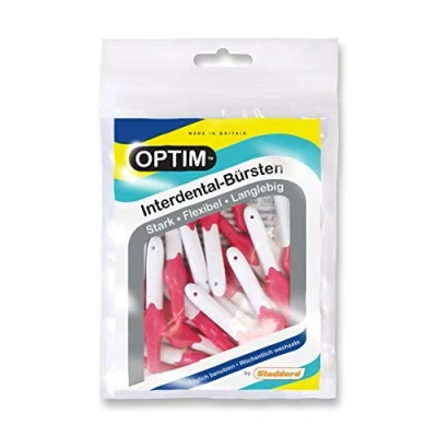 Immagine di OPTIM Spazzole interdentali, confezione da 16 pezzi, 0,4 mm, misura 0, colore: Rosa