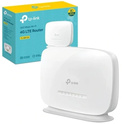 Immagine di TP Link router TL MR105 N300Mbps WiFi 4G, rete 4G Cat4 LTE, porta Ethernet, con slot sim, mobile, WiFi, porte antenna esterna, Plug &amp; Play