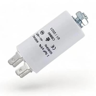 Immagine di DL pro Condensatore motore 2,50µF 450 V Ø30 X 57 mm universale con fessure AMP da 6,3 e vite di fissaggio M8 CBB60 avviamento per elettrodomestici elettrici