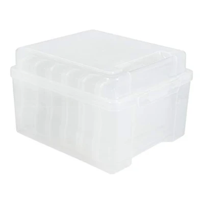 Immagine di Rayher 39572000 contenitore trasparente con 6 box interni, 210x185x140mm, per accessori gioielleria, scrapbooking, articoli da bricolage salvaspazio