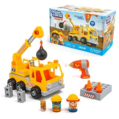 Immagine di Learning Resources Design &amp; Grill, La gru dei Bolt Buddies, giocattolo da scomporre con trapano elettrico, STEM per bambini in età prescolare, e bambine, 3+