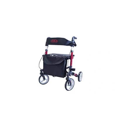 Immagine di Antar 14651 Premium in alluminio Rollator Set, leggero del Viaggio con accessori, pieghevole 3 per bagagliaio, e Volo, altezza regolabile, cintura, Stock titolare, Rosso, rot