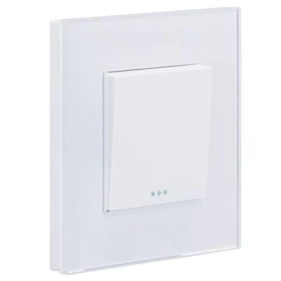 Immagine di Navaris Interruttore Pulsante Luce Cornice Placca in Vetro Bianco per Pulsanti Interruttori Elettrici Accensione Spegnimento Luci Domestiche