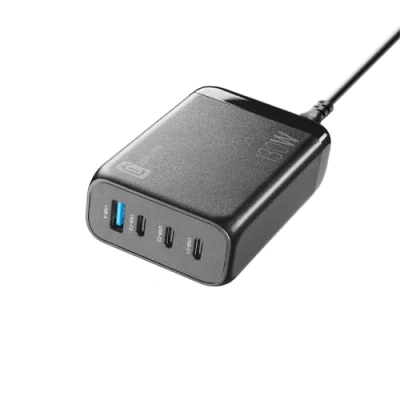 Immagine di Cellularline MULTIPOWER DESK Gan 130W Caricabatterie da rete 4 porte ultracompatto 3 USB C e 1 porta A Dotato di Tecnologia Ideale per Smartphone, Tablet Laptop Nero