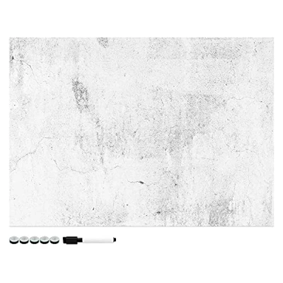 Immagine di Navaris Memo Board Lavagna Magnetica 70x50cm Lavagnetta Scrivibile Cancellabile con 1x Pennarello e 5X Calamite Bacheca Design Effetto Cemento
