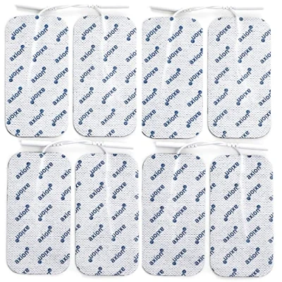 Immagine di 8 Elettrodi 10x5 cm con cavi attacco a spinotto da 2mm compatibili elettrostimolatore TENS &amp; EMS marca CEFAR COMPEX qualità axion