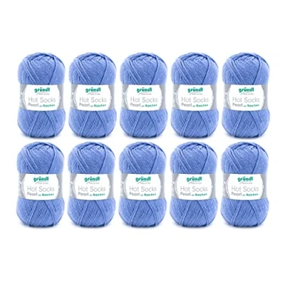 Immagine di Gründl Hot Socks Perla in Lana a Maglia Liscia (Morbida per Calzini 75% Merino, 20% Poliammide, 5% Cashmere, 50 g / 200 m, Dimensione dell&#039;ago: 2.5 3, 10 x g), Bleu