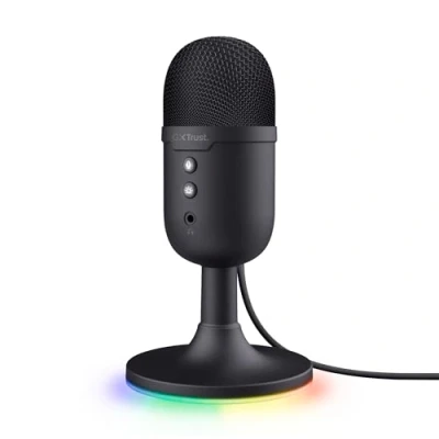 Immagine di Trust Gaming GXT 236 Yami Microfono a Condensatore USB da Streaming per Podcast, Gaming, Discord, Twitch, Youtube, ASMR con Pulsante di Silenziamento, Schema Cardiode, RGB Nero
