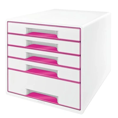 Immagine di Leitz WOW Cube Cassettiera a 5 Cassetti, Organizer per Riporre Documenti, Cataloghi e Riviste in Formato A4, Adatta Casa Ufficio, Rosa, 52142023