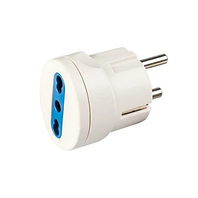 Immagine di Poly Pool PP0451X Adattatore Singolo Spina Standard Franco/Tedesco Schuko 16A 2P+T, Presa Bivalente 10/16 A Bianco