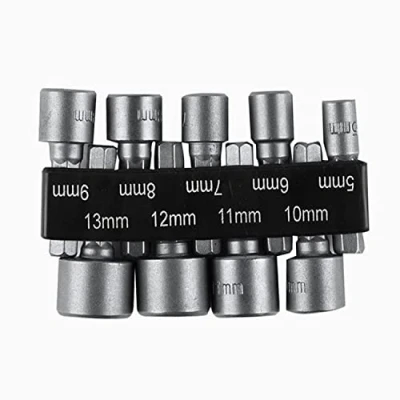 Immagine di CAM2 set di 9 bussole da 5 a 13 mm, adattatore per bussola, esagonale, trapano, dado adattatore, trapani o avvitatore batteria