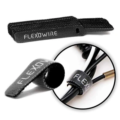 Immagine di Flexowire Fascette per cavi in velcro, 50 pezzi, 15 cm x 12 mm, colore nero, mm
