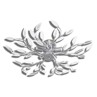 Immagine di vidaXL Lampada da Soffitto Bianca Trasparente con Cristalli Acrilici 5 E14