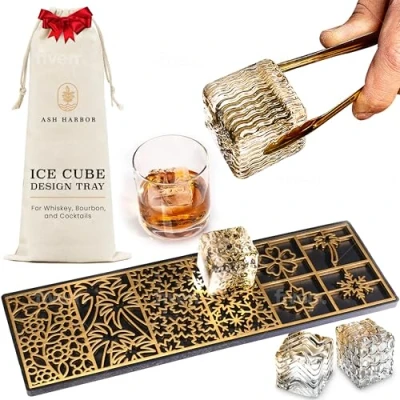 Immagine di Ash Harbor Vassoio trasparente per cubetti di ghiaccio, bourbon e cocktail in 5 secondi, stampo accessori da barista, trasparenti