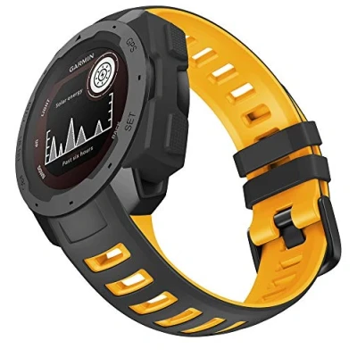 Immagine di WIIKAI Cinturino Compatibile per Garmin instinct,instinct Esport Regolabile di Ricambio Bracciale.(Nero e giallo)