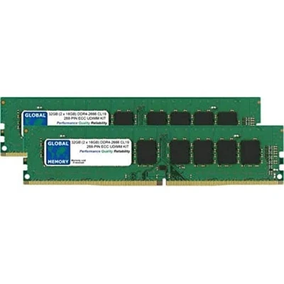 Immagine di 32GB (2 x 16GB) DDR4 2666MHz PC4 21300 288 PIN ECC DIMM (UDIMM) Memoria RAM Kit per Servers/WORKSTATIONS/SCHEDE Madre