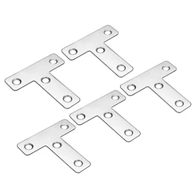 Immagine di Piastra di riparazione a T piatta, 50 mm x mm, supporto giunzione in acciaio inox, confezione da 5