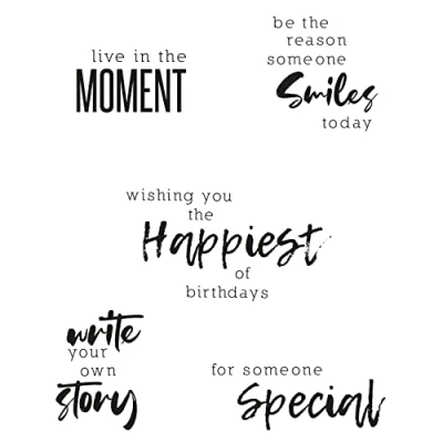 Immagine di Sizzix Timbri Trasparenti 5PK Sunnyside Sentiments #2 di Pete Hughes 665404 Capitolo 3 2022, Multicolor, One Size