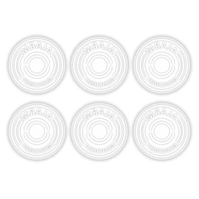 Immagine di iSecur 6 adesivi di sicurezza con allarme I Ø 4 cm interno adesivo trasparente resistente ai raggi UV Nota Attenzione impianto bianco hin_369