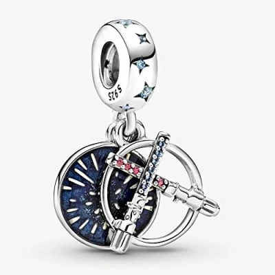 Immagine di PANDOCCI 2020 Winter Star Wars Spada laser in argento 925 con doppia pendenza, adatto per braccialetti Pandora originali e alla moda