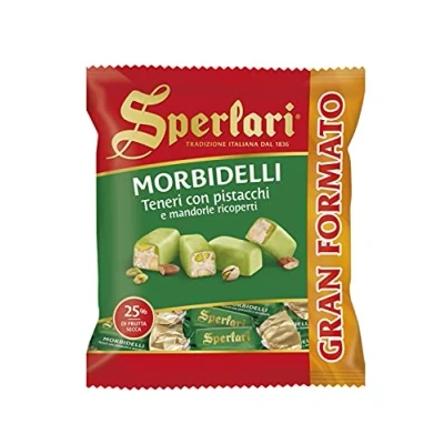 Immagine di Sperlari Torroncini Morbidelli Teneri con Pistacchi e Mandorle Ricoperti, Senza Glutine 320 gr