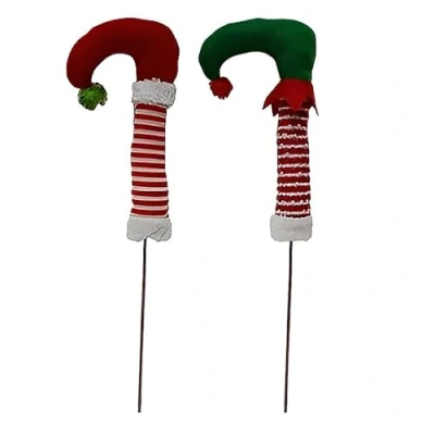 Immagine di Set di 2 Gambe con Scarpe da Giullare e Elfo per Albero Natale h 45 decorazioni addobbi natalizi