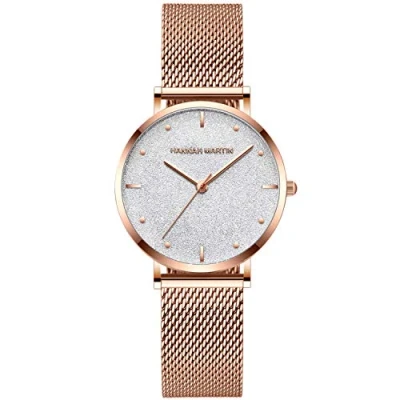 Immagine di RORIOS Orologio Donna Analogico Quarzo Stellata Quadrante con Cinturino in Acciaio Inox Elegante Orologi da Polso per
