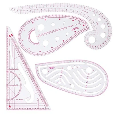 Immagine di Righello per Cucito 4 Pezzi, Moda Metrico Curvo Sartoria, Strumenti Cucire, Modello Design Disegno Strumento Sarto Abbigliamento