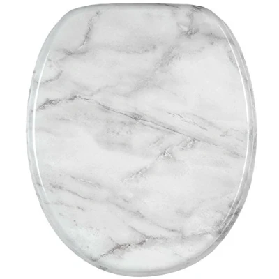 Immagine di Sanilo Sedile WC con chiusura ammortizzata, montaggio facile, copriwater cerniere robuste Marmo